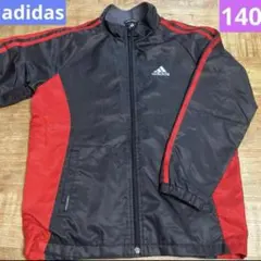 【良品】キッズ140☆adidasウインドブレーカー　ブラック＆レッド