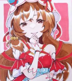 手書きイラスト ウマ娘 スティルインラブ 中色紙 同人 ファンアート