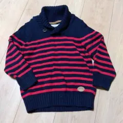 【110】 H&M　ニットセーター ネイビーと赤 ボーダー