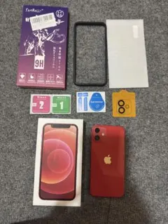 Apple iPhone 12 mini 128g 赤色 本体　ガラスフィルム