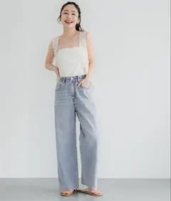 完売　美品　coca コカウエストゴムイージーパンツ　デニム　ジーンズ