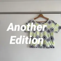 Another Edition 刺繍入り花柄半袖Tシャツ蛍光イエローブルーネオン