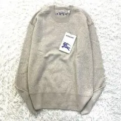 未使用タグ付 バーバリー ニット トップス 背面刺繍 ロゴ メンズ Sアイボリー