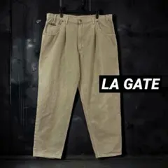 LA GATE タック入りワイドデニム 極太 ベージュ系 size42 00sのサムネイル