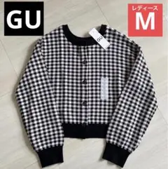 M*い様 新品 ブラックM【2WAYクロップドカーディガン】(長袖)(チェック)