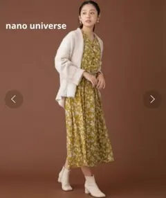 nano universe ナノユニバース 花柄ロングワンピース 長袖