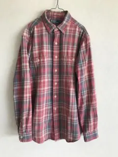 90s ラルフローレン チェック 長袖 フランネル シャツ POLO 厚手