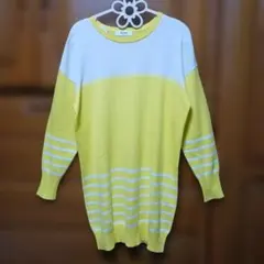 PINORE ストライプ 長袖ニットチュニック　38