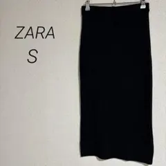 2313 良品　タイトスカート リブ編み　伸縮　シンプルスカート　黒　S【ザラ】