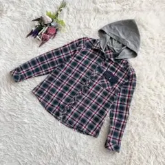 『SKY BOMBER』スカイボンバー　フード付きチェックシャツ　長袖　ネイビー