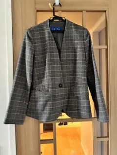 KEITH LONDON チェック ノーカラージャケット 95 グレーのサムネイル