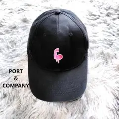 《US古着》PORT＆COMPANYベースボールキャップ ピンク刺繍 墨色のサムネイル