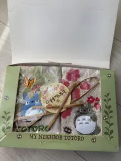 未使用となりのトトロ ウォッシュタオルタオル二枚セット箱付き34x36cm