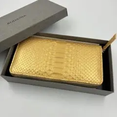 新品】ロダニア　パイソン　長財布　パイソン　ゴールド　金運　風水