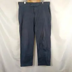 ネイビー コットン混紡 スラックス