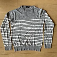 JOHN SMEDLEY ボーダーニット サイズS グレーのサムネイル