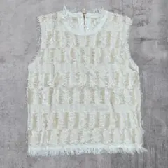 FRAY I.D フリンジベスト ノースリーブ アイボリー コットン FREE