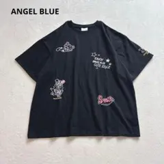 エンジェルブルー　オーバーサイズ刺繍Tシャツ　L 黒　ゆるダボ　カットソーのサムネイル
