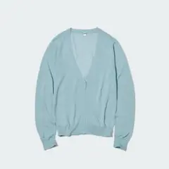 【美品】ユニクロ UNIQLO ライトＶネックカーディガン ライトブルー S