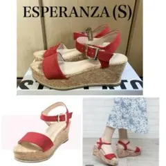 ESPERANZA グリッターウェッジソールサンダル　Sサイズ　レッド　厚底