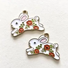 エナメルチャーム 花うさぎ
