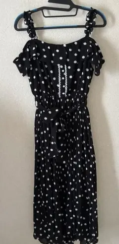 ロディスポットドット ドット柄 ロングワンピース ノースリーブ