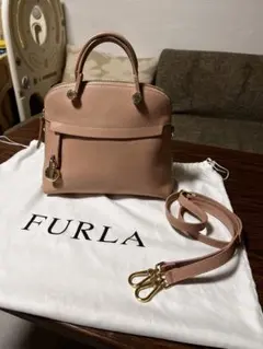 FURLA ピンクベージュ　レザー ハンドバッグ