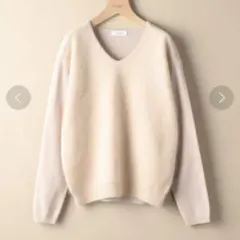 BEAUTY＆YOUTH コットンクール×アンゴラVネックニット