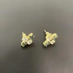 ゴールドトーン クリスタルピアス