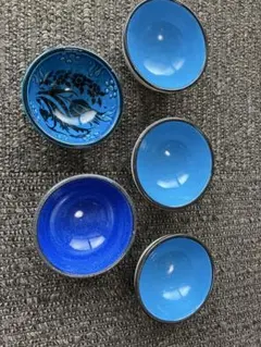 イスタンブールで買った青色の陶器製小鉢5個セット