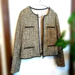 自由区　40size ノーカラーツイードジャケット