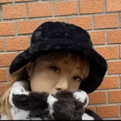 ワンスポ ふわふわファー 帽子 バケットハット バケハ