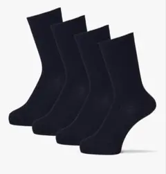 スクールソックス　紺色　ネイビー　クルー　26~28cm　4足セット　ビジネス