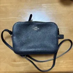COACH ブラックレザー ショルダーバッグ