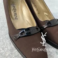 YSL イヴサンローラン ロゴ パンプス ブラウン ヒール ヴィンテージ 靴のサムネイル