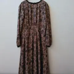 柄ワンピース 長袖