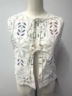 新品　PUR 池田泉　インド　ベスト　リバース　アップリケ