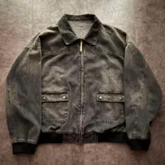 希少 ページボーイリム デニムジャケット ブラック オーバー アメカジ y2k