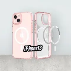 iPhone 13用クリアピンクケース　MagSafe対応　おしゃれ　シンプル