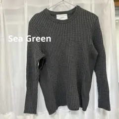 Sea Green ダークグレー ワッフル編みセーターのサムネイル