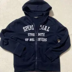 コムサイズム130 パーカー ネイビー　ロゴパーカー