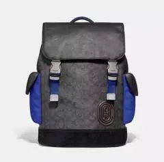 COACH リビントン バックパック リュック 大容量 ブラック×ブルー