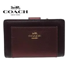 COACH コーチバーガンディ 二つ折り財布　レディース　ゴールドロゴ