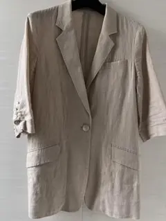 K.T LINO 麻　ベージュ 七分袖ジャケットのサムネイル