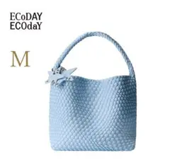 【新品·未使用】ECODAY 編み込みトートバッグ ラージ　ベビーブルー 新品·未使用】ECODAY 編み込みトートバッグ ラージ ベビーブルー