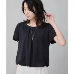 ビアッジョブルー トリコットパール釦 カットソー ブラウス ネイビー 