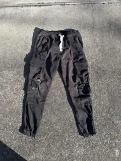 ブラックカーゴパンツ ウエストゴム