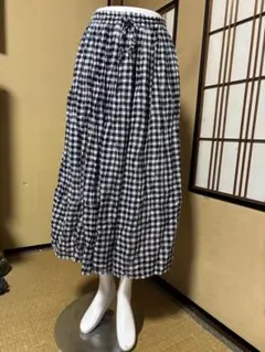 ギンガムチェック フレアスカート ブラック系のサムネイル