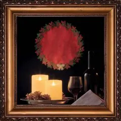 近沢レース　限定シーズンタオルハンカチ/クリスマスリース（レッド）