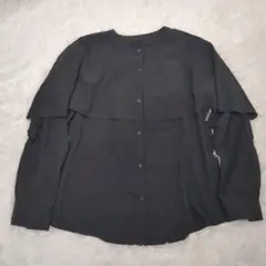 【美品】ジーユー ケープカラーブラウス Mサイズ ブラック